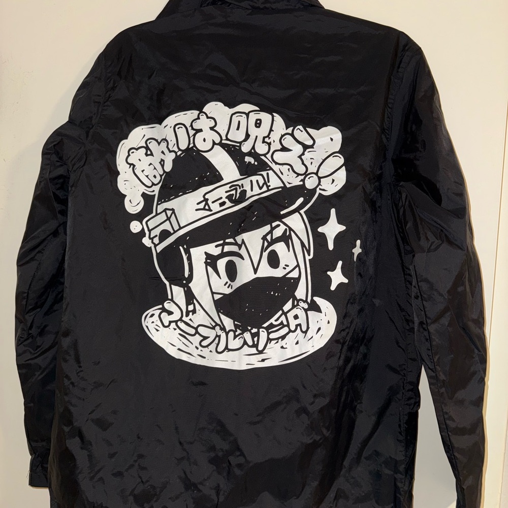 Marblesoda Black Graphic Jacket with Anime Design